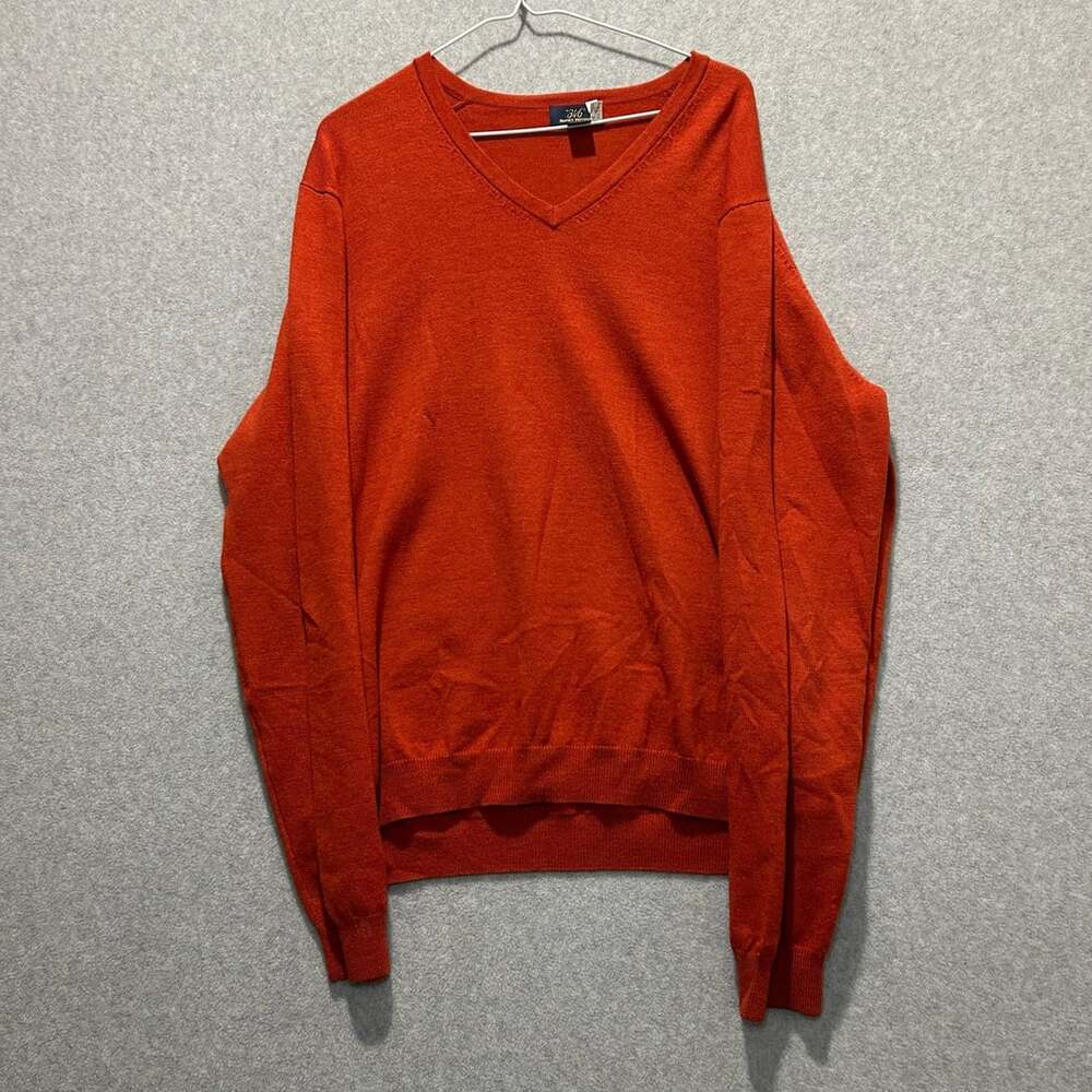 Brooks Brothers 346 Burnt Orange Merino Wool V-Neck Sweater Size XL